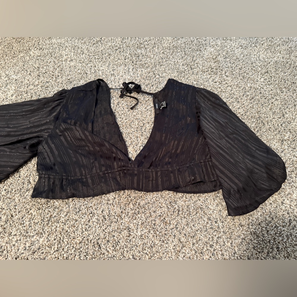 Forever 21 Black Sheer Striped Top